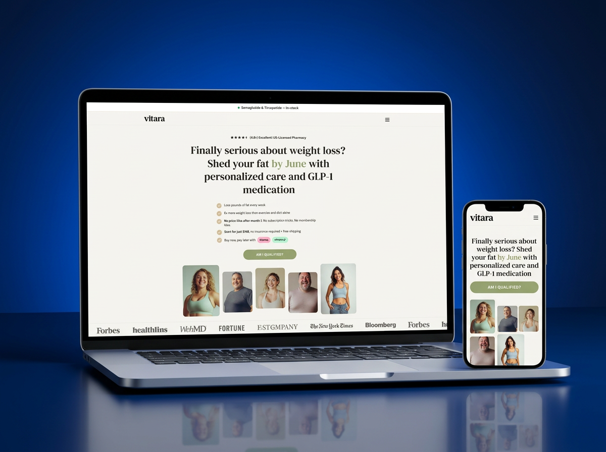 High-converting funnel landing page mockup on laptop and mobile